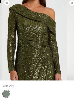 🔥Mac Duggal Olive Off-Shoulder Sequin Dress she is Stunning 🔥